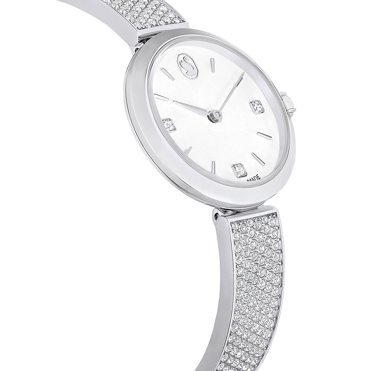 Swarovski Illumina watch, Swiss Made, Metal bracelet, Silver tone, Stainless steel